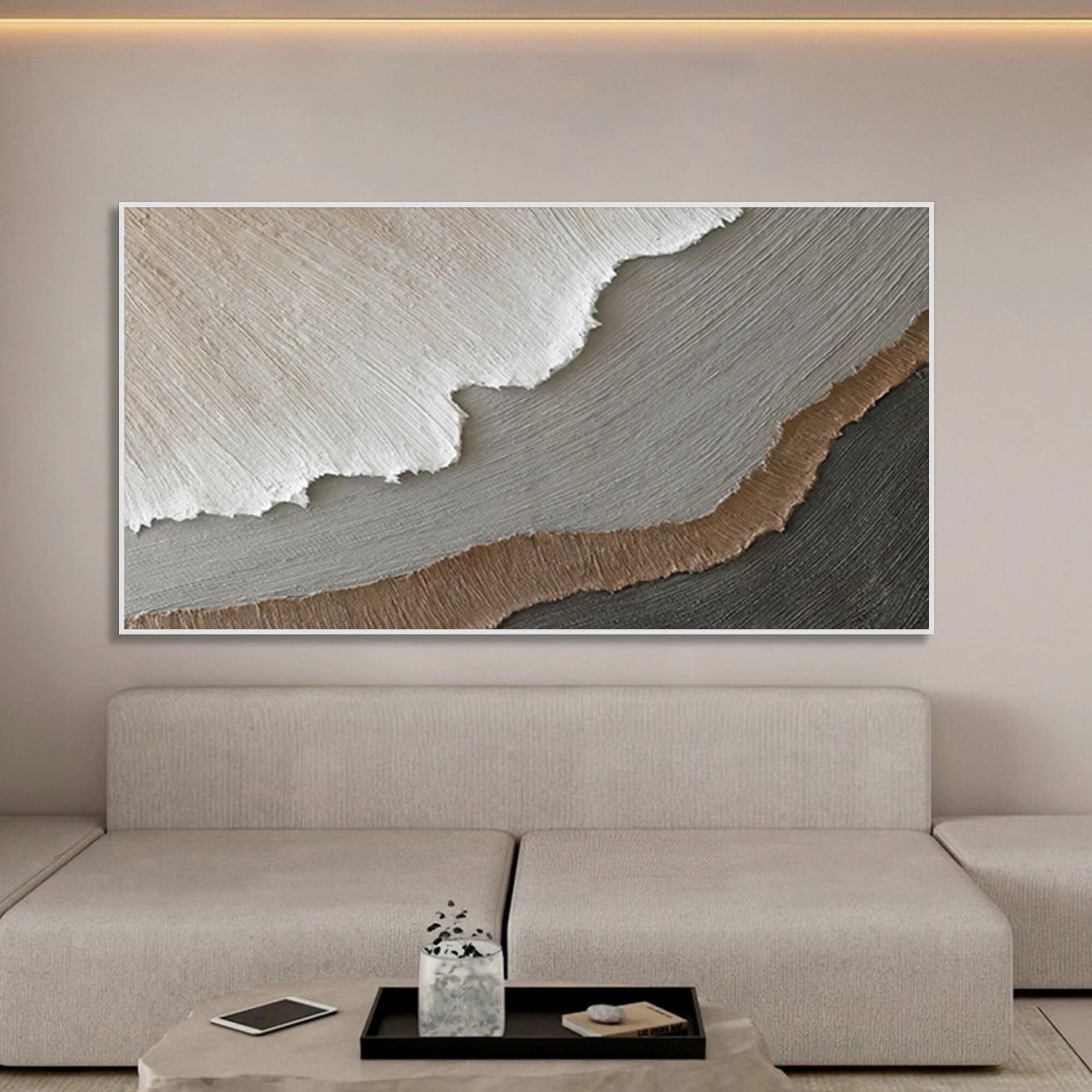 Minimalismo del arte abstracto de la pared de las olas del océano Pintura al óleo